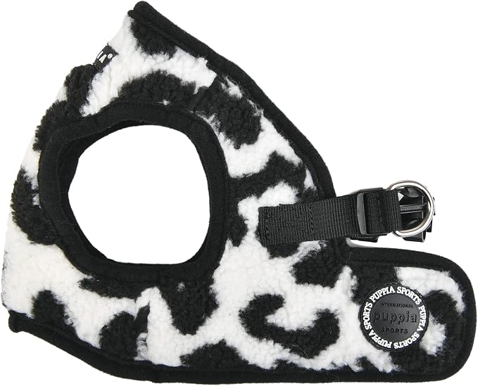 Puppia Serval Vest Dog Harness Step-in Warm Winter Leopard Pattern for Small and Medium Dog, Black, Medium