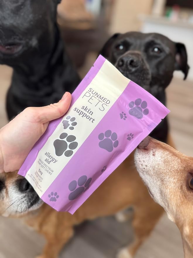 Sunmed Skin Support Dog Allergy Relief Chews – Natural Seasonal Allergy Relief with Nettle, Quercetin, & Green-Lipped Mussel – Soothes Itchy Skin, Supports Health – 40 Count