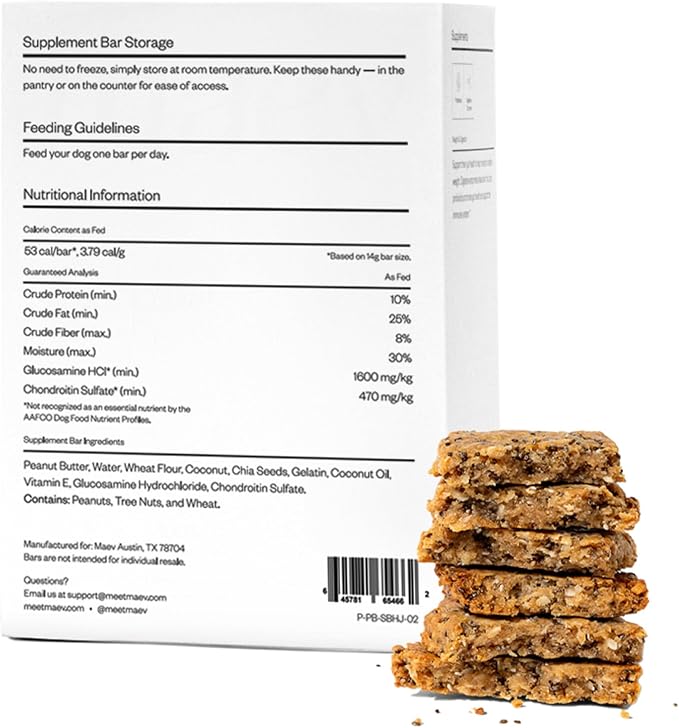 MAEV Human-Grade Hip & Joint Supplement Bars | Natural Support for Healthy Joints & Mobility, 30 Count (Pack of 2)