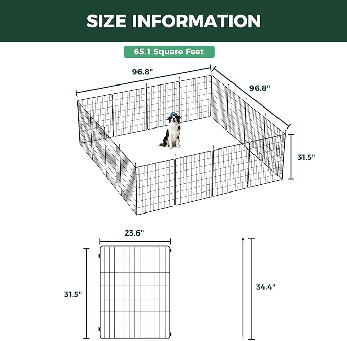 FXW MiniPaws Unleashed Dog Playpen, 32in 16 Panels