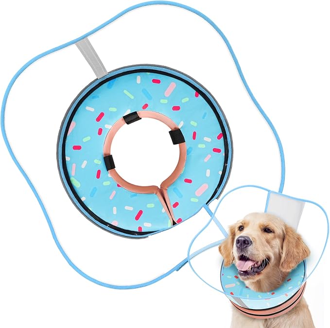 Supet Sponge Dog Cone Collar Stop Licking After Surgery, Dog Donut Collar | Adjustable Dog Recovery Collar Alternative, Detachable Shield, Soft, Comfy Cone, Neck Pillow for Large Dogs