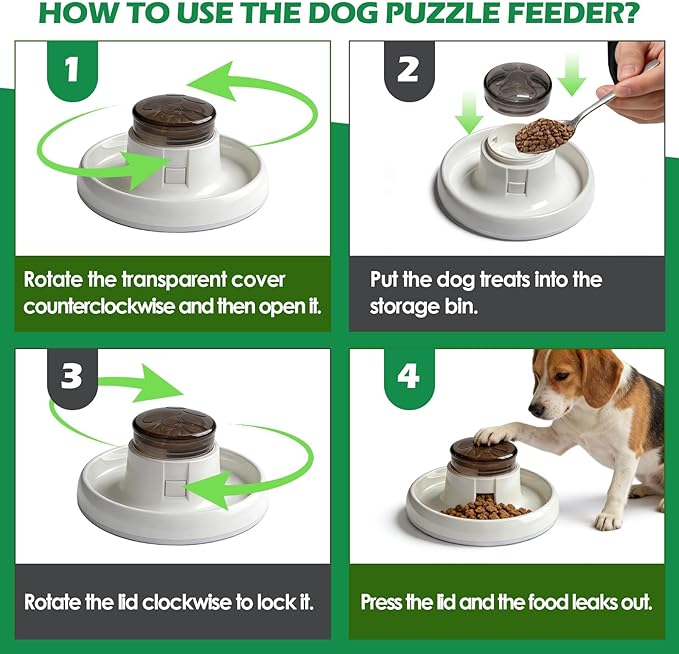 Dog Puzzle Toy - Interactive Treat Dispensing Toys for IQ Training & Brain Game, Puzzle Slow Feeder to Aid Digestion, Non-Slip Easy-Clean Enrichment Toy for Mediun/Large Dogs