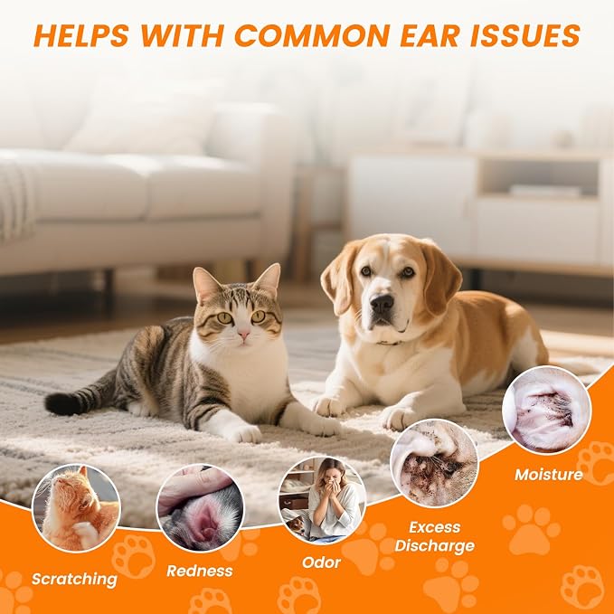 4 Pack Dog Ear Drops, Dog Ear Cleaner Drops, 2 oz with Dropper