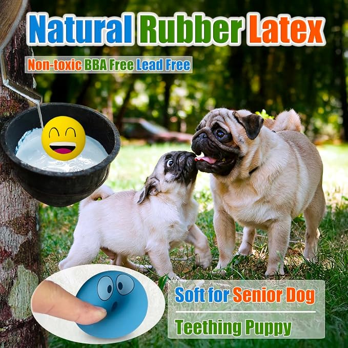 Latex Squeaky Dog Toys for Small Dogs & Tiny Breeds, 2.2" Flat Ball | 2.2"*2.2"*1.3" Burger Shape Squeaky Dog Balls 8pcs, Puppy Squeak Toy with Squeaker, Soft Rubber Pet Toy Indoor & Outdoor