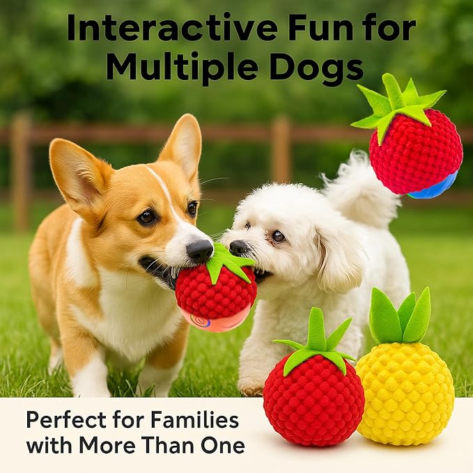 2 Pack Dog Ball Covers, Plush Tomato and Pineapple Sleeves for Moving Balls | Soft Protective Sleeves for Automatic Rolling and Bouncing Dog Balls, Fun Replacement Covers for Small, Medium and Large Dogs