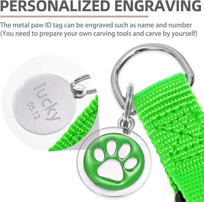 PUPTECK No Pull Dog Harness Soft Adjustable Basic Nylon Step in Puppy Vest Outdoor Walking with ID Tag, Green, M | Soft Webbing Basic Halter with ID Tag for Outdoor Walking