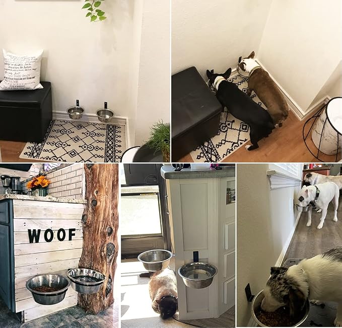FOYO Elevated Dog Bowls, Raised Dog Food and Water Bowls,Wall Mounted Pet Comfort Feeding Bowls for Small Dogs and Cats