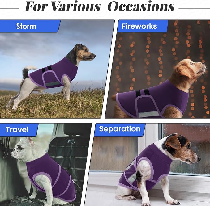 MIGOHI Dog Anxiety Relief Coat,Comfort Anxiety Vest for Dogs,Adjustable Dog Anxiety Calming Wrap for Fireworks,Travel, Separation,Anxiety Jacket for Small Dogs, XS,Purple