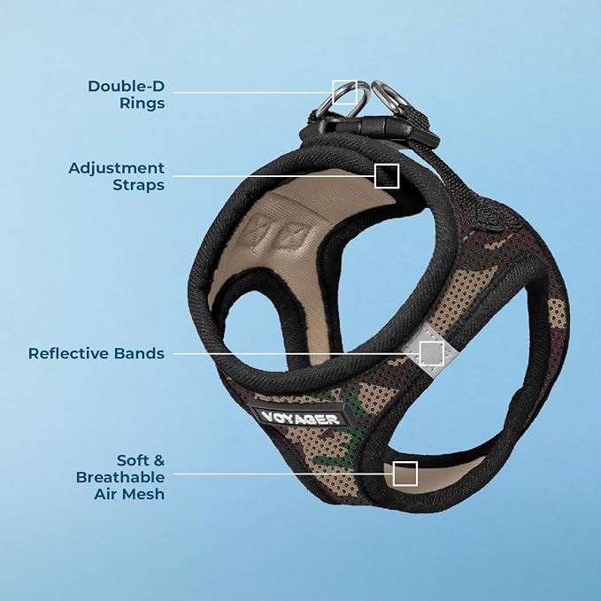 Voyager Step-in Air Dog Vest Harness - Army, Small | 14.5-16" in Chest, Reflective Bands, All Weather Breathable Air Mesh, Cats Compatible, Lightweight, Fast Drying