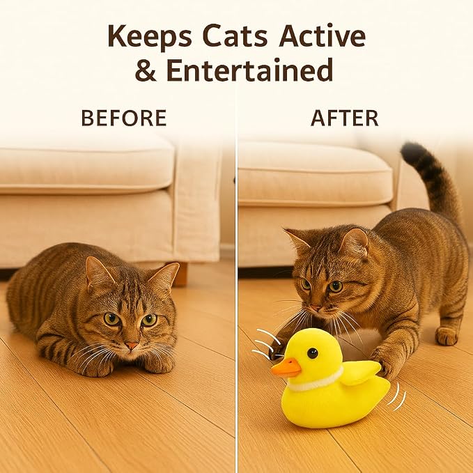 Flapping Wings Cat Toys - Interactive Squeaking Catnip Toys for Cats with Real Chirping Duck Sound - Fun Kitty Kitten Catnip Toys for Cat Exercise - Plush Duck