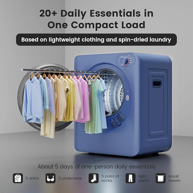 BANGSON 1.5 Cu.Ft. Portable Clothes Dryer,120V Vented Electric Dryer