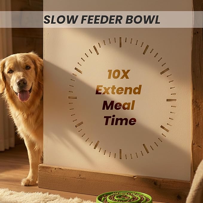 Slow Feeder Dog Bowl for Small, Medium & Large Dogs – Anti-Gulping Puzzle Maze Bowl, Non-Slip Slow Eating Dog Dish, Prevents Bloat & Improves Digestion, Interactive Pet Feeder (Green, Small)