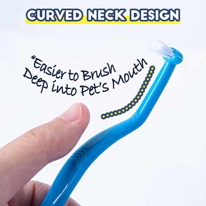 Small Dog Toothbrush, Cat & Puppy Tooth Brushing Kit, Mini Head Teeth Brush for Kitten & Tiny Pet, Doggy Toothbrushes Deep Dental Cleaning, 1 PCS - Blue