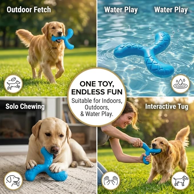 Dog Chew Toy, Durable Y-Shape Dental Toy, Royal Blue