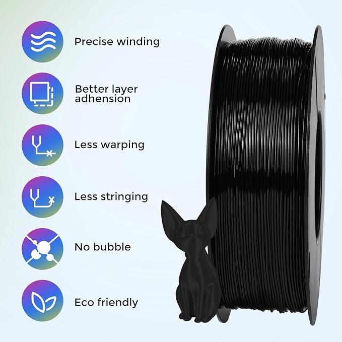Comgrow TPU Filament, 1.75mm, 95A Soft TPU Flexible 3D Printer Filament Black 1kg (2.2lbs), Dimensional Accuracy +/- 0.02 mm, Fit Most FDM Printer