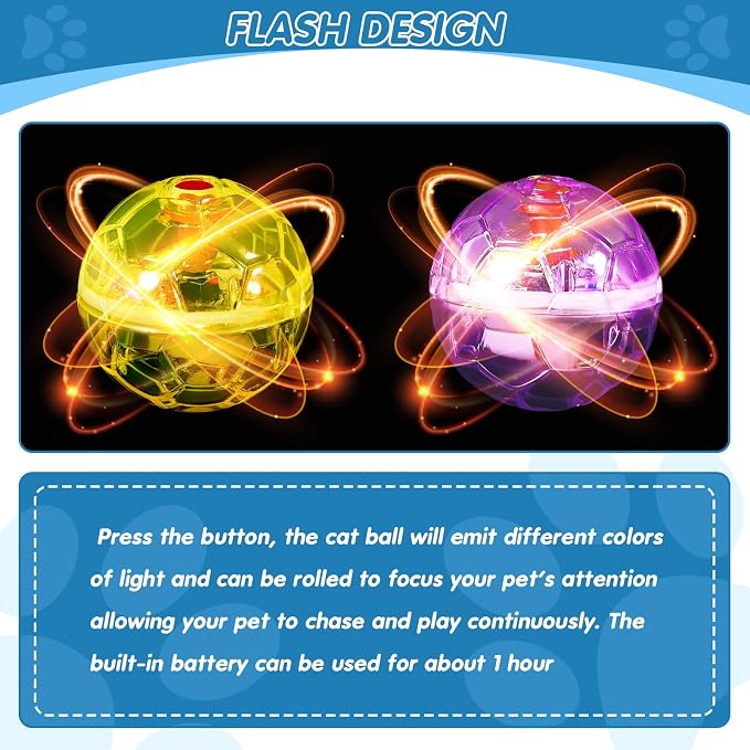 Frienda 4 Pcs Light up Cat Ball LED Motion Ghost Hunting Cat Ball, Bright | Interactive LED Toy for Cats, Glowing Exercise with Motion Activated, Ghost Hunting Pet Indoor Play, Mini Running Ball