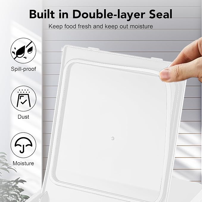 Newget 11 lb Stainless Steel Dog Food Storage Container with Scoop, 11 lb, Stainless Steel, White