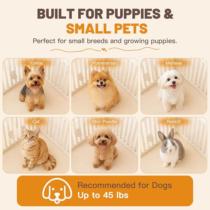 Dog Playpen Indoor with Door, 10-Panel 25.6" Tall Dog Play Pen, Easy-Assembly Plastic Puppy Playpen Fence for Dogs, Pet Playpen for Puppies, Cats & Rabbits, Secure Indoor Dog Pen, Corral para Perros