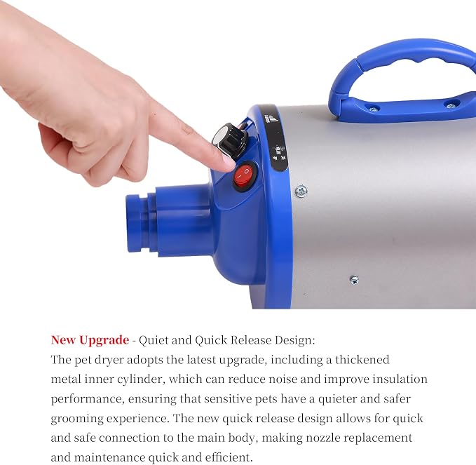 2800w 75m/s Pet Dryer Stepless Adjustable Speed Temperature Dogs Grooming Blow Dryer with Heater for Pets Hair Dryer