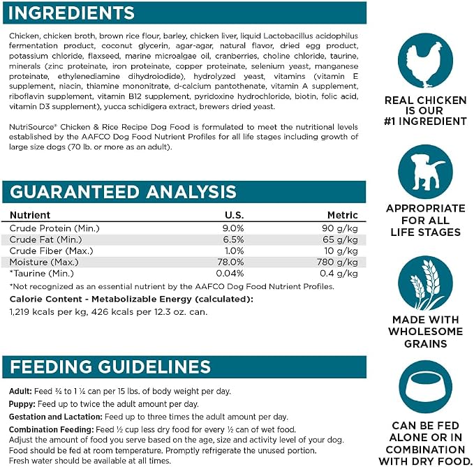 NutriSource Chicken & Rice Recipe Premium Wet Dog Food