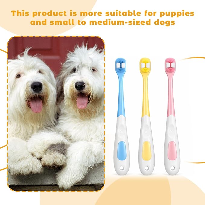 3 PCS Ultra Soft Puppy Toothbrush, Small Dog Toothbrush Mini Brush Head Cat & Pet Toothbrushes, Gentle Cat Tooth Brush Deep Teeth Cleaning, Dog Tooth Brushing Kit for Kitten and Tiny to Medium Pet