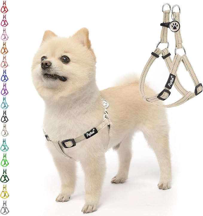 PUPTECK No Pull Dog Harness Small Sized Step-in Adjustable Puppy Vest | Soft Webbing Basic Halter with ID Tag for Outdoor Walking