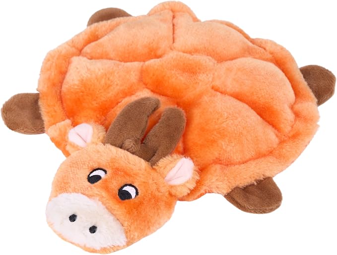 ZippyPaws Squeakie Crawler- No Stuffing Dog Toy to Keep Them Busy, for Small, Medium, & Large Dogs, Squeaky Pet Toy for Boredom, Unstuffed Chew Toy, Soft Plush Puppy Products, Moody the Moose- 12"