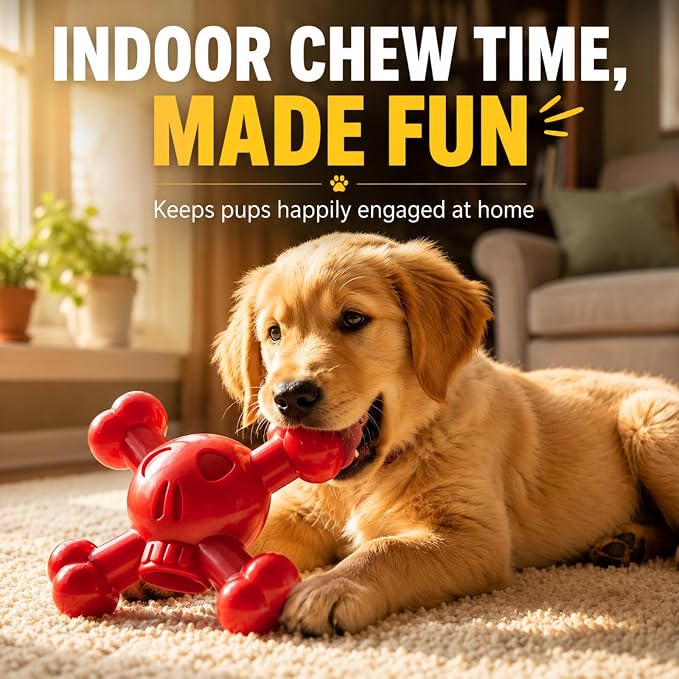 Dog Chew Toys for Aggressive Chewers, Durable Nylon Tough Chew Toy for Small & Medium Dogs, Bacon Flavor Skull Dog Toy to Keep Dogs Busy Indoors, Helps Reduce Boredom
