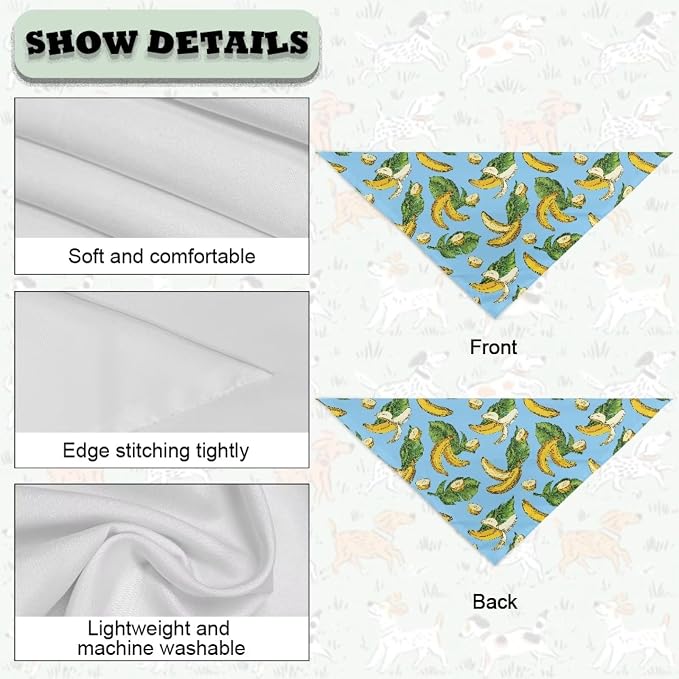 Forchrinse Banana Dog Bandanas Triangle Dog Bib Scarf, One Size, Polyester, Banana