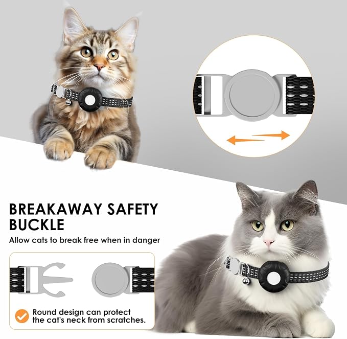 Pet Tracker for Cats, Compatible with Apple Find My App (Only iOS), Cat GPS Tracker Works with Any Collar, No Monthly Fee, Waterproof (Black)