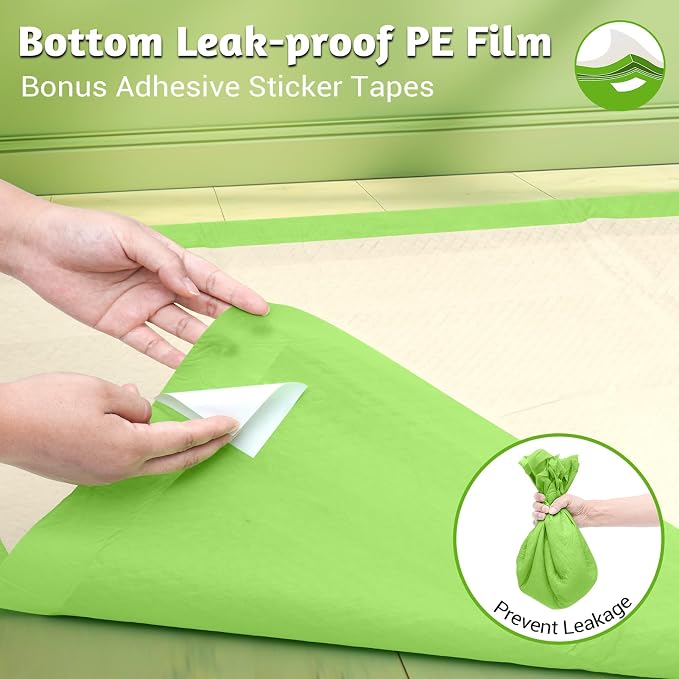 MIZOK Pee Pads for Dogs 36x36in Bamboo Dog Pads Extra Large Super Absorbent Odor Eliminating Leak-Proof, Puppy Pads with Adhesive Tabs for Large Breeds, Disposable (30 Count)