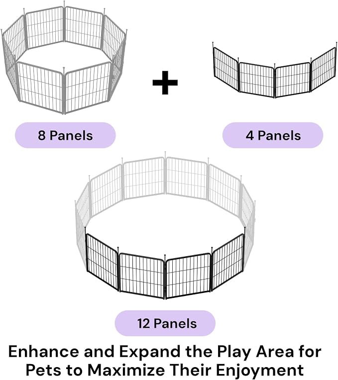 SunsGrove 24 inch 4 Panels Dog Playpen Outdoor for Small and Medium Dogs, Free and Safe Play Dog Fence Indoor, Black