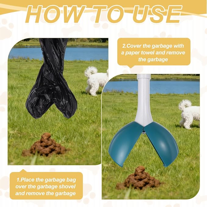 Poop Scooper, 27.6" Long Handle No Touch Dog Poop Scooper Grabber Foldable Spring Pick Up Tool Shovel, (Purple), Intended for Dogs Waste in Lawns/Grass/Dirt/Gravel
