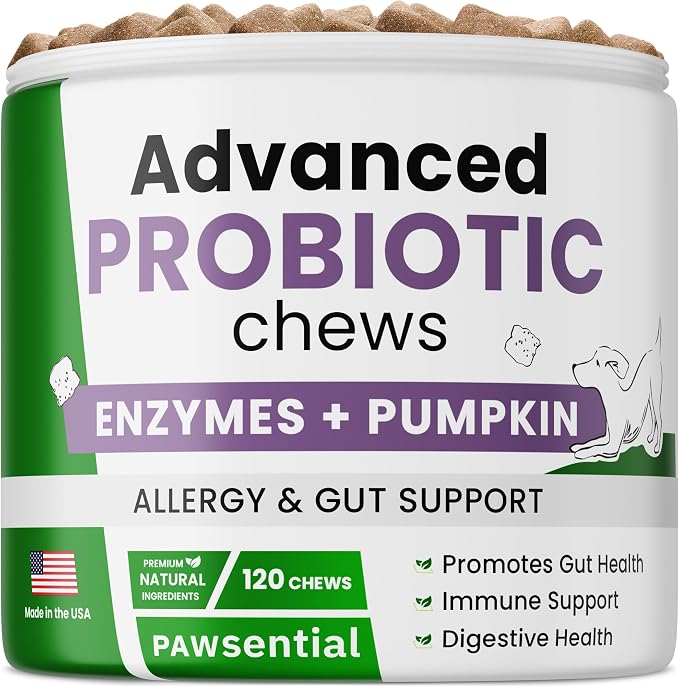 Probiotic Chews with Digestive Enzymes, Probiotics, Prebiotics - Aids in Stool Quality, Gas, Constipation, Diarrhea Relief - 120Ct Chews Single Pack Lamb