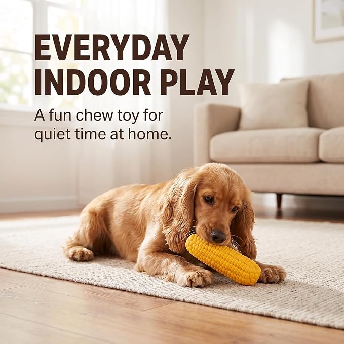 BWESOO Yellow Pet Dog Puppy Latex Corn Shape Squeaky Bite-Resistant Interactive Play Chew Toy Pet Supplies Dog Toy Corn Squeak Toys