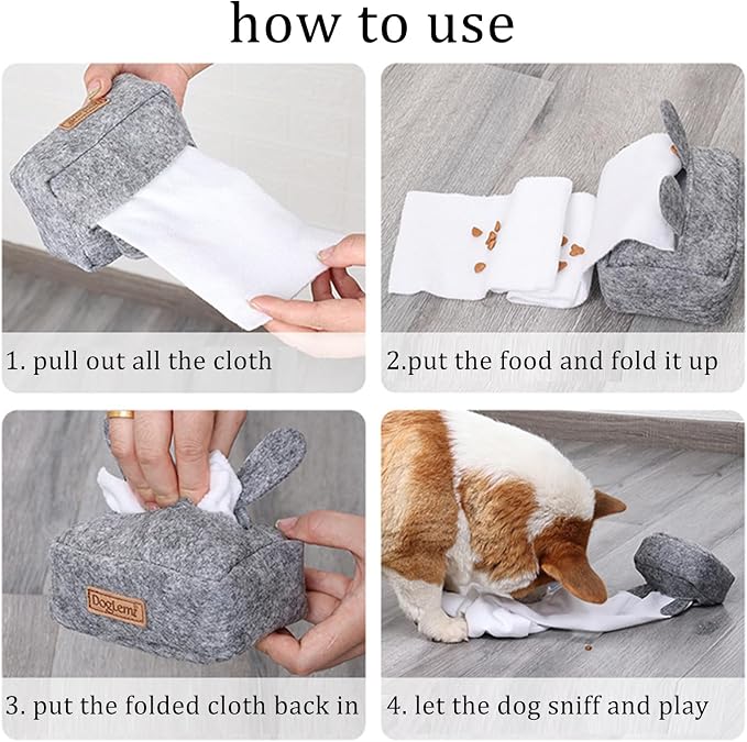 HDKUW 2PCS Dog Puzzle Toy, Dog Tissue Box Plush Toy, Interactive & Enriching Snuffle Game for Small Medium Dogs, Durable Hide and Seek Slowly Feeder Toy, Treat Dispensing & Nose Work Fun Brown Orange