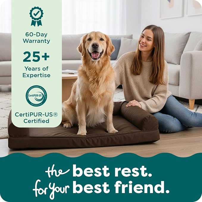 Furhaven Orthopedic Plush &amp; Suede Sofa Dog Bed - Jumbo/XL (up to 95 lbs), Espresso
