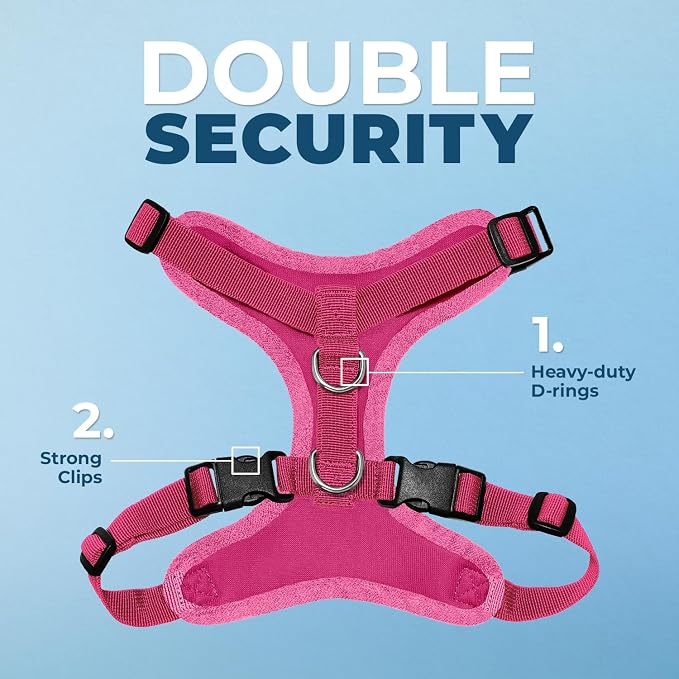 Voyager Step-in Lock Dog Harness - Fuchsia, Large | 20 - 25" in Chest, Adjustable, Breathable Air Mesh, Lightweight for Daily Walks, Strong Clips, Heavy Duty D-Ring