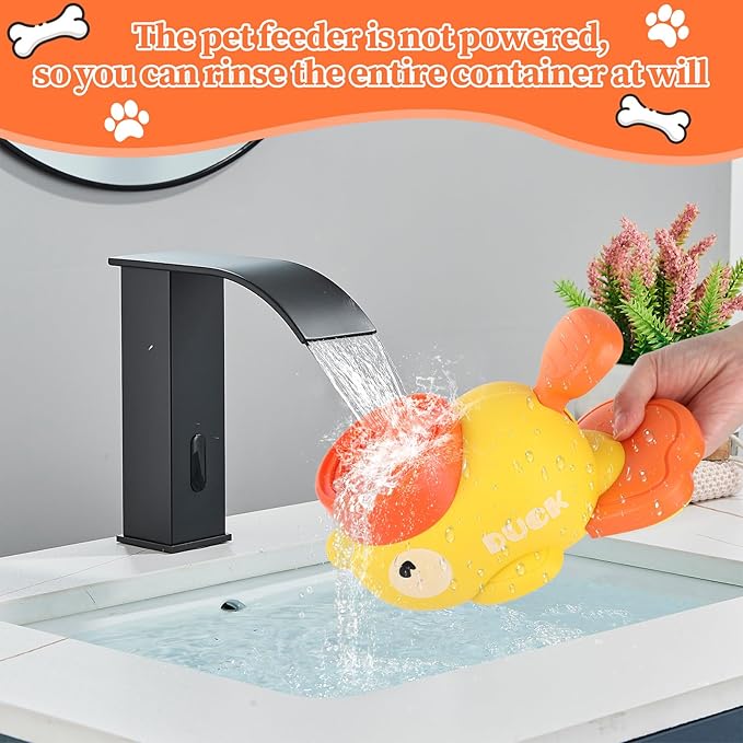 2 Pcs 2-in-1 Interactive Duck Treat Dispenser, Slow Duck Pet Feeder, Dog Treat Dispenser Toy, Feeder Puzzle Toy with 3 Food Outlet Sizes Toy for Small Medium Large Dogs (Yellow/White)