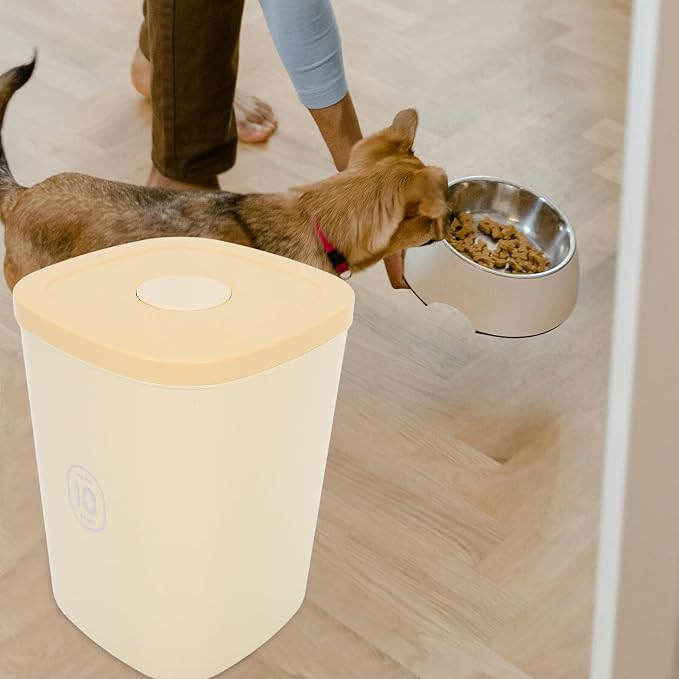 PRETYZOOM Large Capacity Vacuum Sealed Dog Food Storage Bin and Airtight Cat Food Container, Large, Yellow