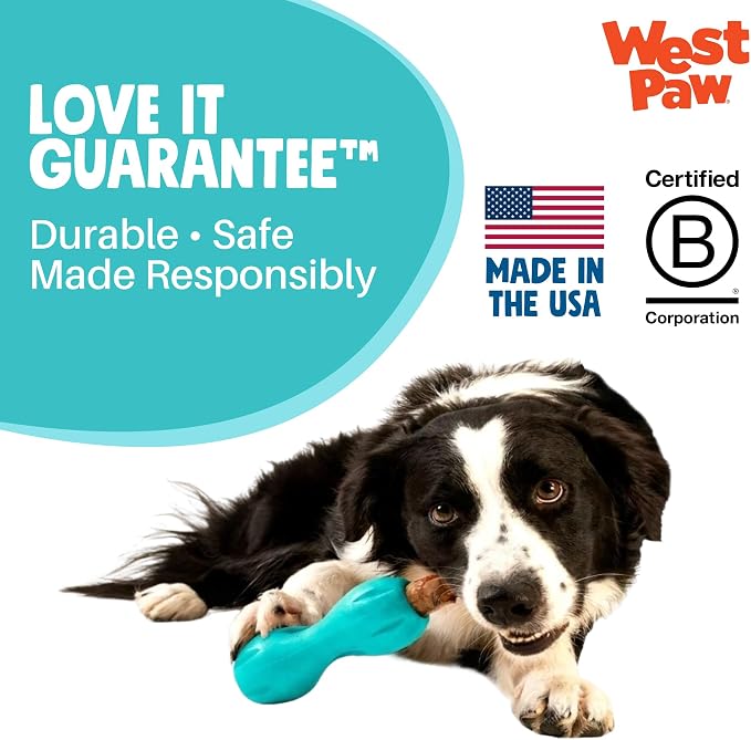 WEST PAW Qwizl Durable Zogoflex Dog Puzzle Toy for Mental Stimulation, and Enrichment - Treat Dispensing for Bully Sticks and Dental Sticks - Dishwasher Safe - Made in USA - Large - Geranium