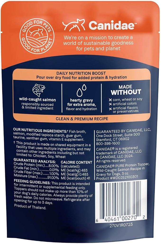 Canidae Pure Protein Topper Wet Dog Food - Wild-Caught Salmon Recipe in Gravy, 3 oz. (Case of 12)