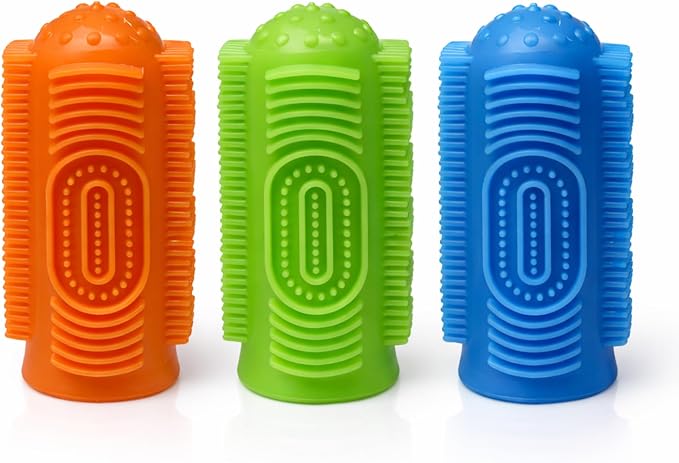 G.B.S Dog Toothbrush, 360 Dog Tooth Brushing Kit, Finger Toothbrush, Cat Tooth Brush, Teeth Cleaning, Pet Tooth Brush for Small & Large Pets, Reusable, 3-Pack Multicolor (Multicolor, Pack of 3)