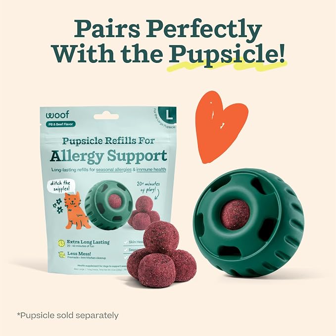 WOOF Pupsicle Refill Pops for Allergy Support for Dogs - Allergy Dog Treats for the Pupsicle Toy to Support Your Dog’s Natural Immune Defenses - Large Pops - 7 Count