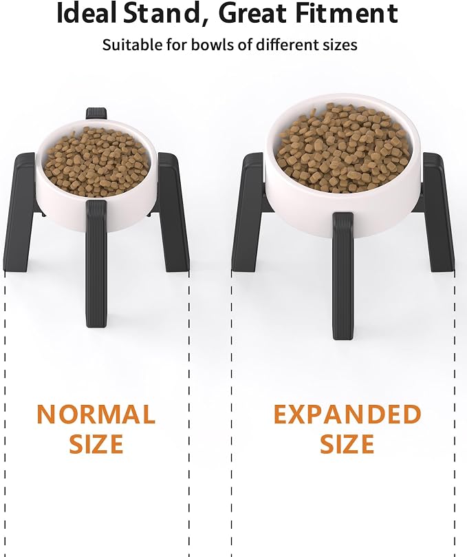 CZPET Dog Bowl Stand with Adjustable Width [Stand Only], Elevated Pet Water & Food Feeder for Medium Dogs, Stable and Anti-Slip Raised Bowl