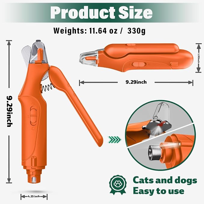 2-in-1 Dog & Cat Nail Clippers with Catcher & 2 LED Lights