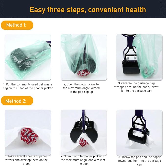 Dog Pooper Scooper, Poop Scooper for Dogs, Collapsible Dog Poop Scoop Outdoor Multipurpose Long Handle Pet Poop Spoon Poop Scooper for Dogs for Medium & Large Pet Poop, Grass and Gravel Pick Up(Blue)