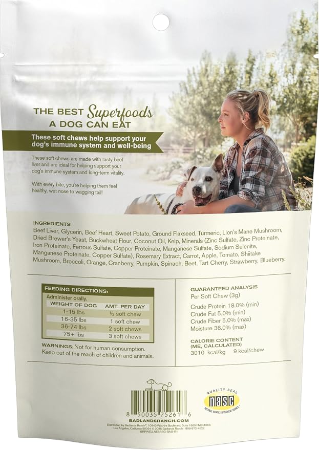 Badlands Ranch Super Daily Wellness Soft Chews for Dogs, 60 Chews