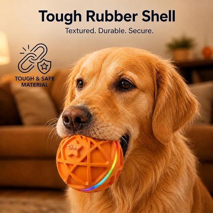 Interactive Dog Ball Replacement Shell, 4-Turn Thread, No Electronic Core | Panrio-compatible outer shell, tough rubber, transfer the original electronic core,wipe-clean maintenance,1 shell only,Orange