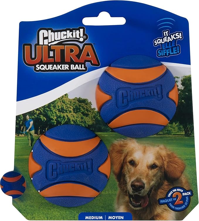 Chuckit! 6 Pack of Ultra Squeaker Ball Dog Toys, Medium, Whistles When Thrown